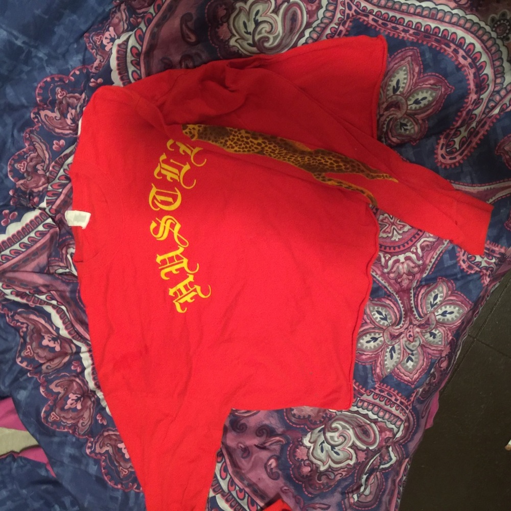 Red crop top with cheetah